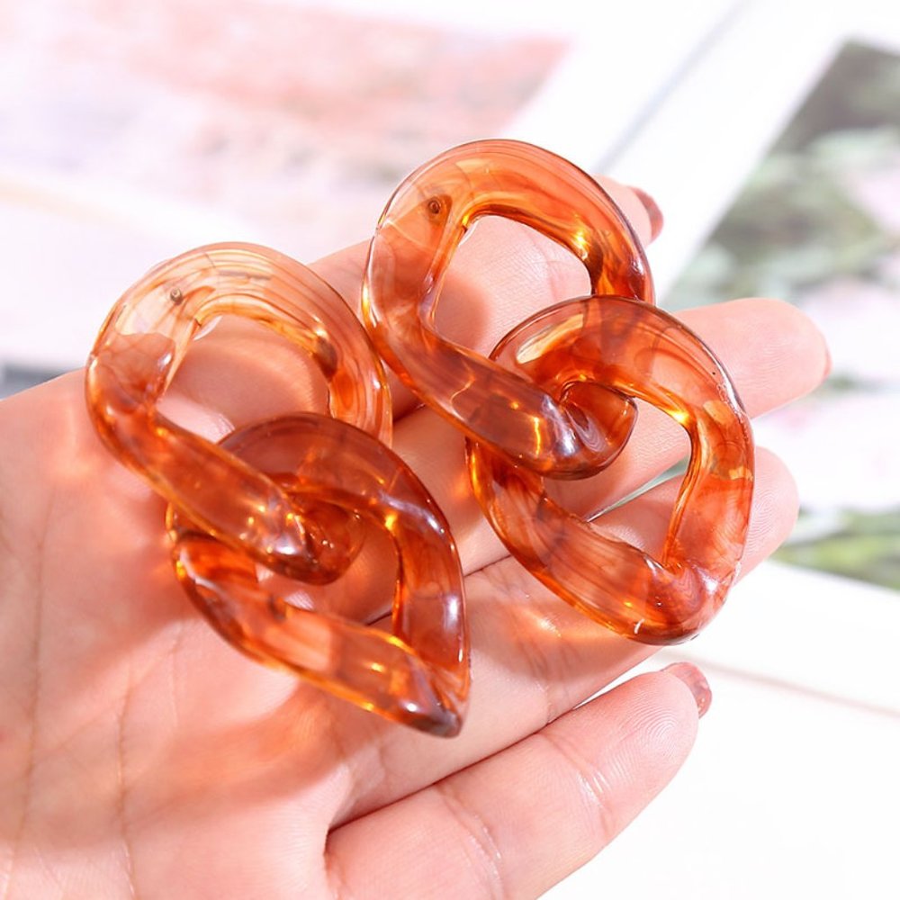 Long Chain Acrylic resin Geometric drop Earrings - Picture 4 of 6